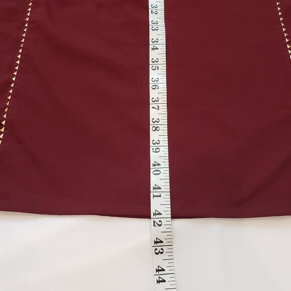 Fiorra Maroon Poly Crepe Straight Kurta With Gold Trim Accent on Front Large - Picture 6 of 9
